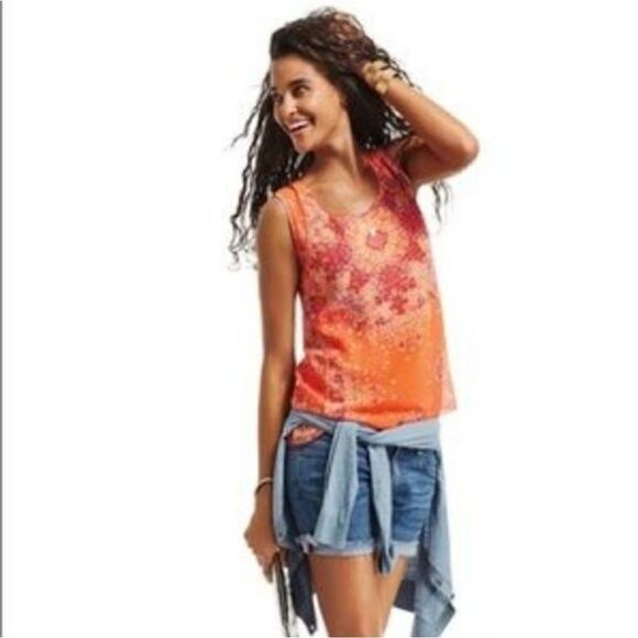 CAbi Orange Floral Petals Layered Tank Top - Picture 1 of 5